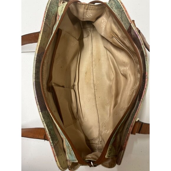 Vintage Fossil Leather Purse Bag Shoulder Travel Map Postcard Paris 1954 - Picture 5 of 16